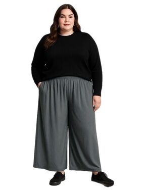 Cider Solid Elastic Waist Pocket Wide Leg Pants in 1X NWT